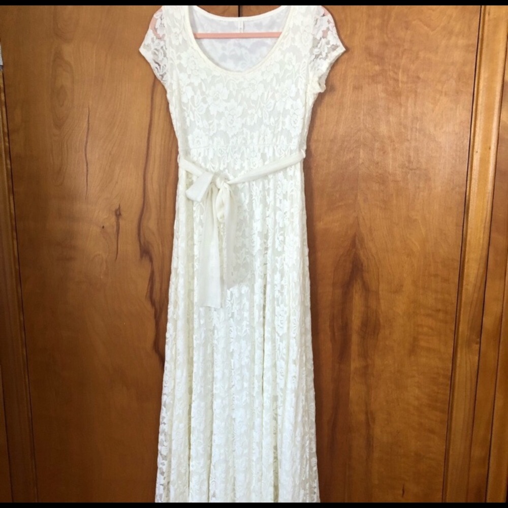 PinkBlush Lace Maternity Dress